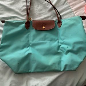 Turquoise Longchamp large tote bag